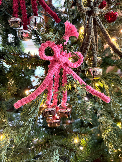 Macrame Hanging Jingle Bells with Bow