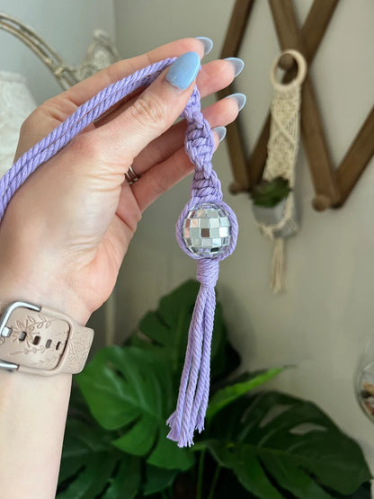 Macrame Disco Ball Car Charm