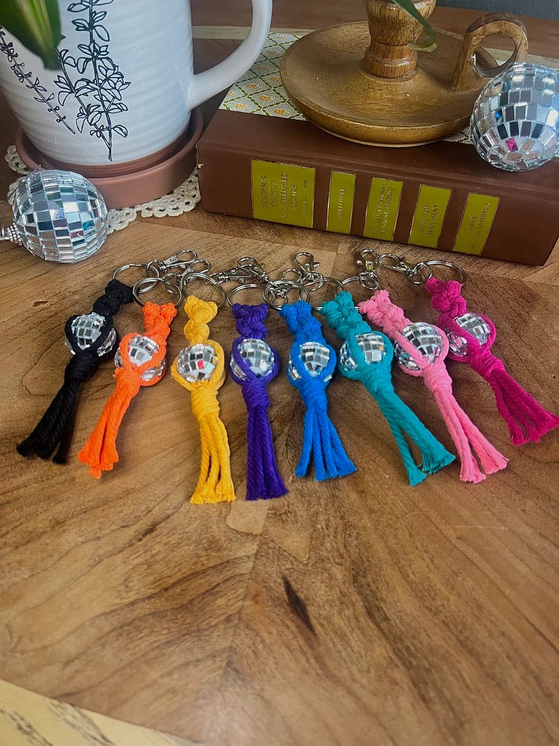 Macrame Disco Ball Keychain
