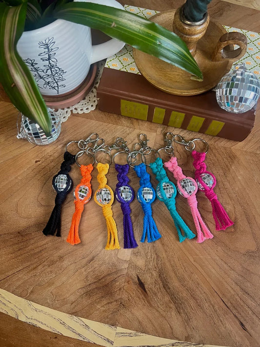 Macrame Disco Ball Keychain
