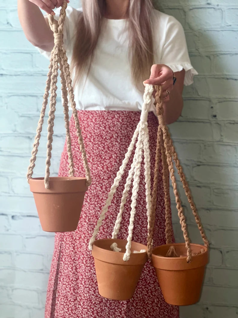 Macrame Hanging Terracotta Pot