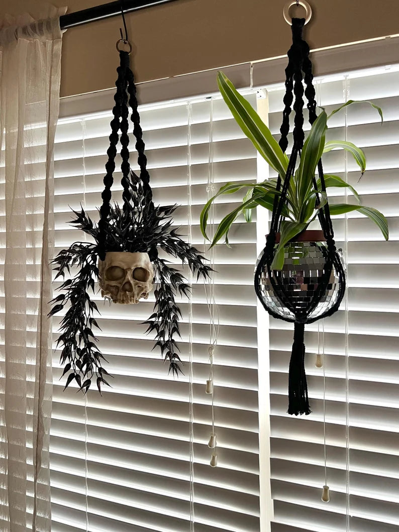 Macrame Skull Plant Holder