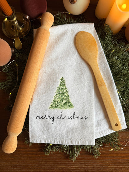 Merry Christmas with Tree Tea Towel