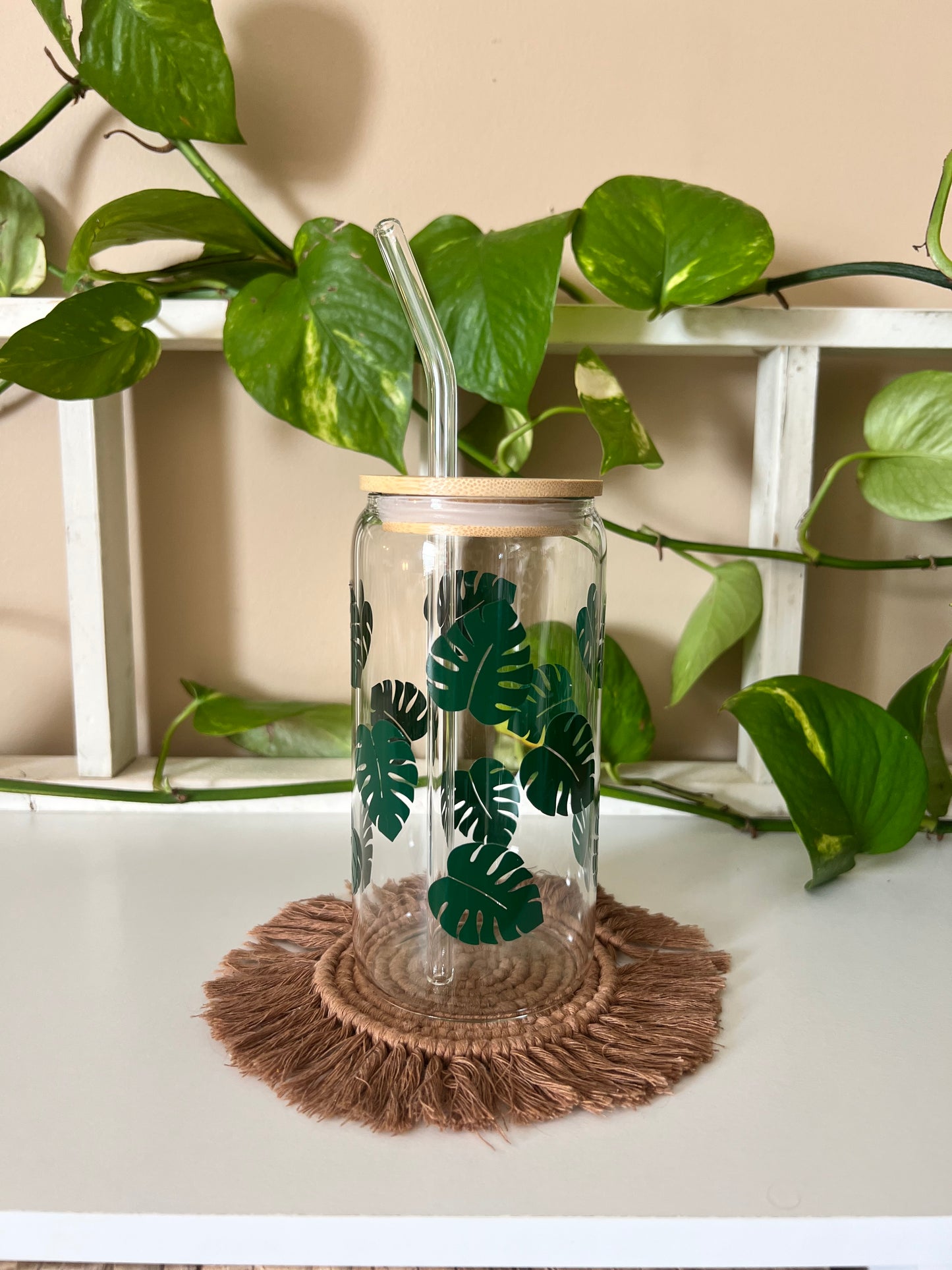 Monstera Glass Cup