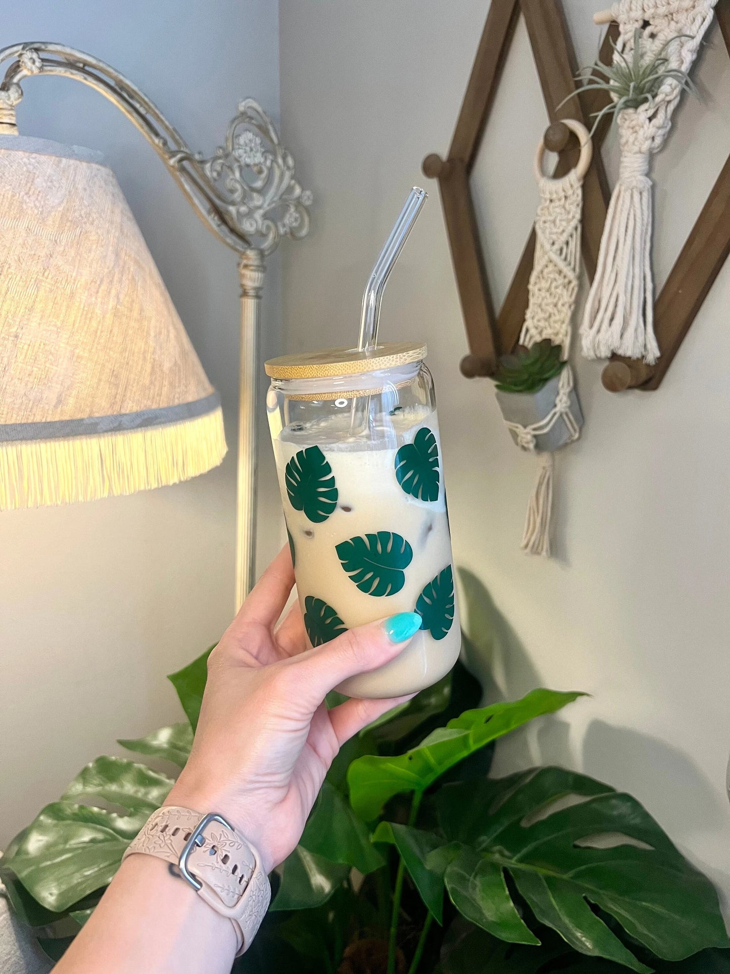 Monstera Glass Cup
