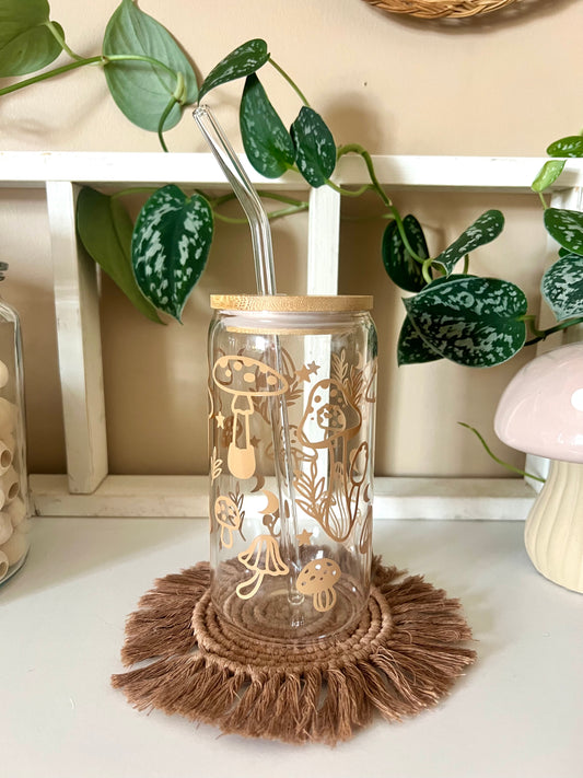 Mushrooms Glass Cup