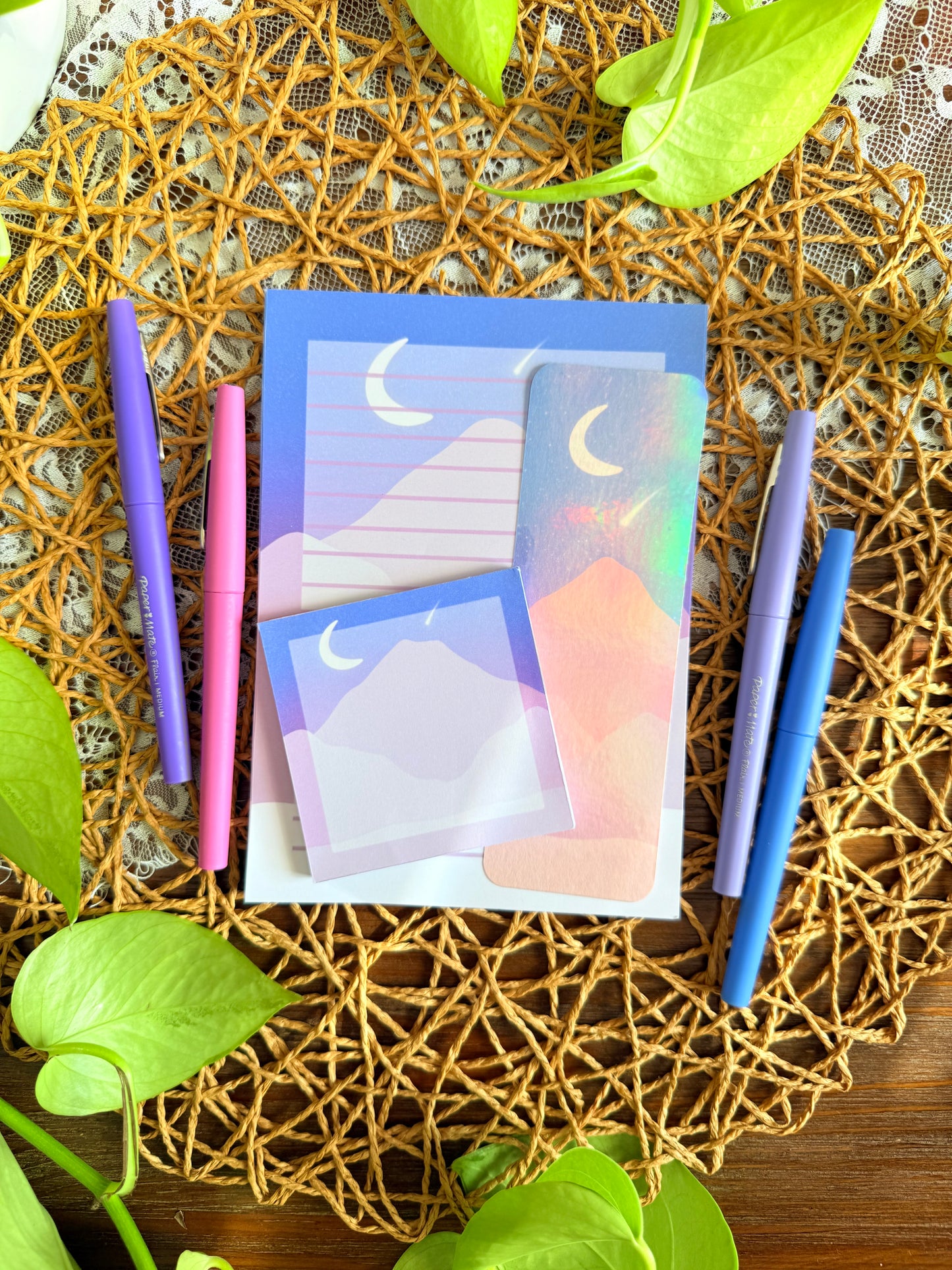 Pink Mountain Stationery Set