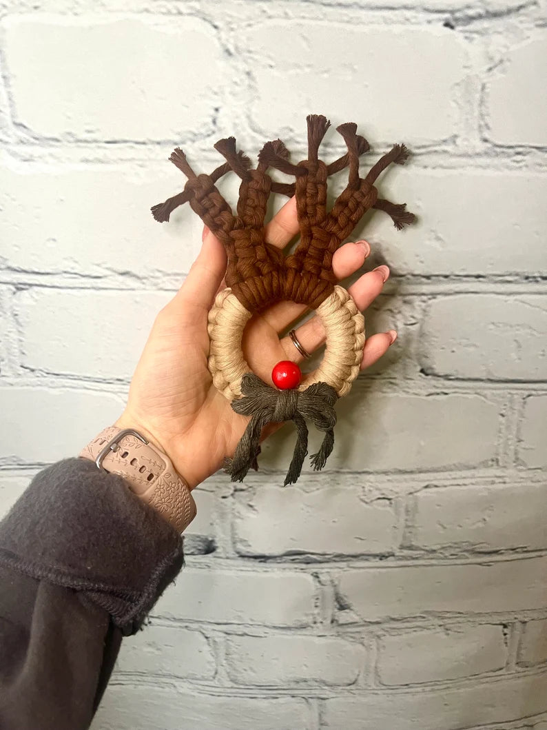 Macrame Reindeer Ornament