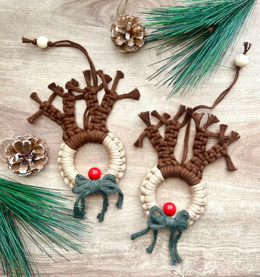 Macrame Reindeer Ornament