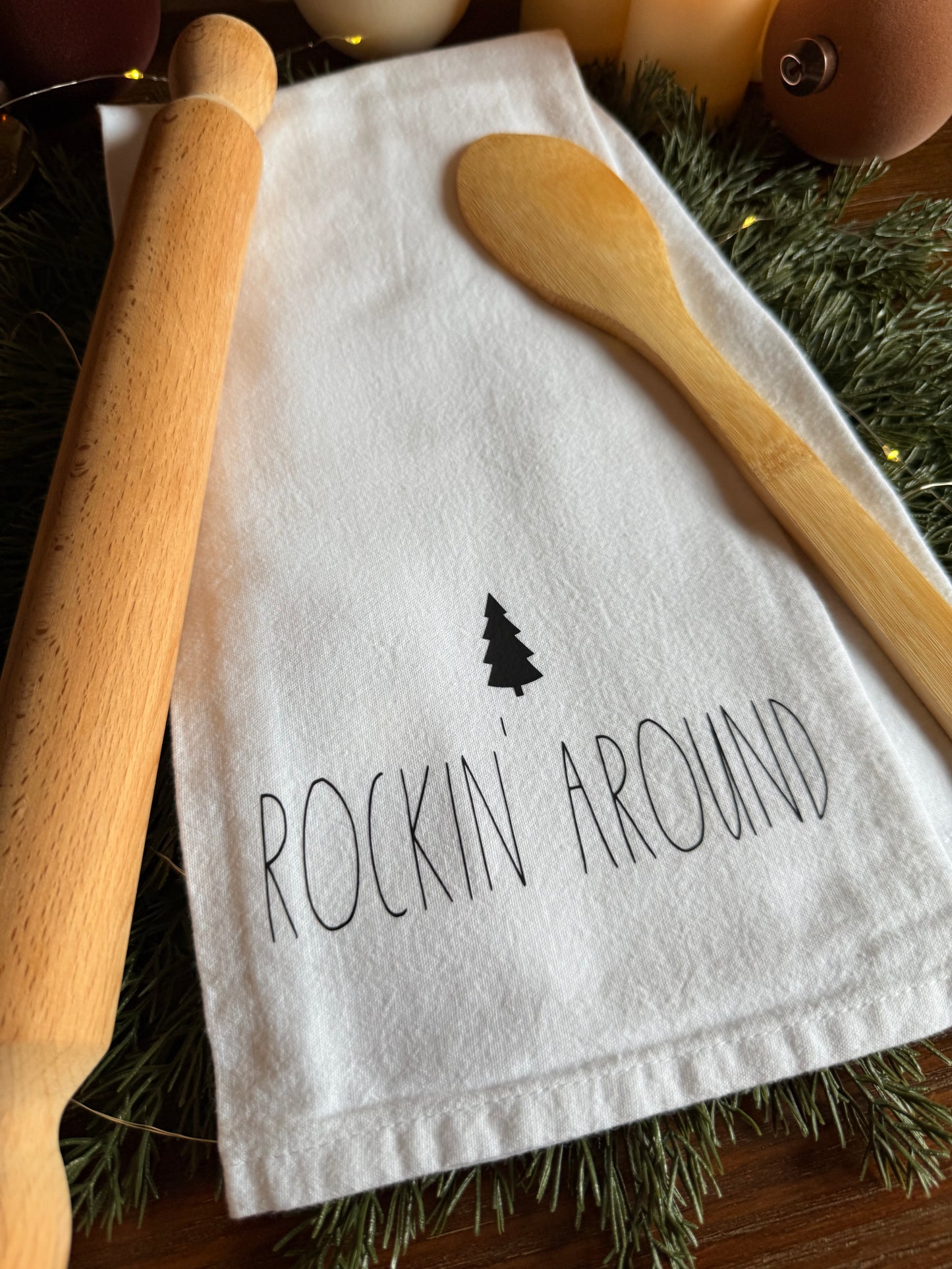 Rockin' Around the Christmas Tree Tea Towel