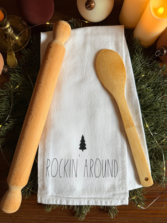 Rockin' Around the Christmas Tree Tea Towel