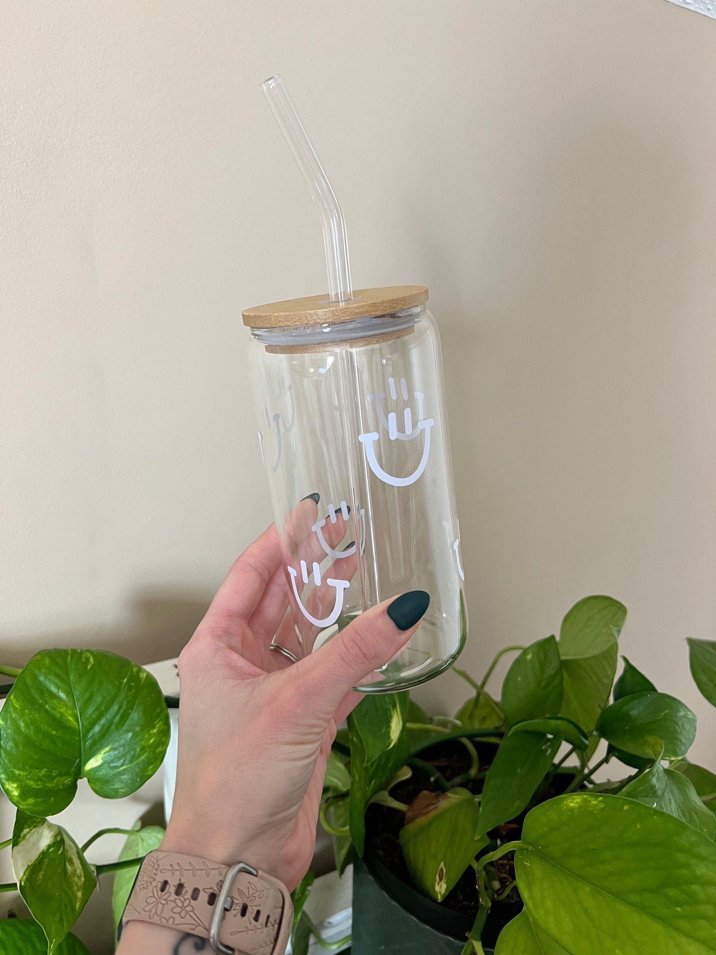 Smiley Face Glass Cup