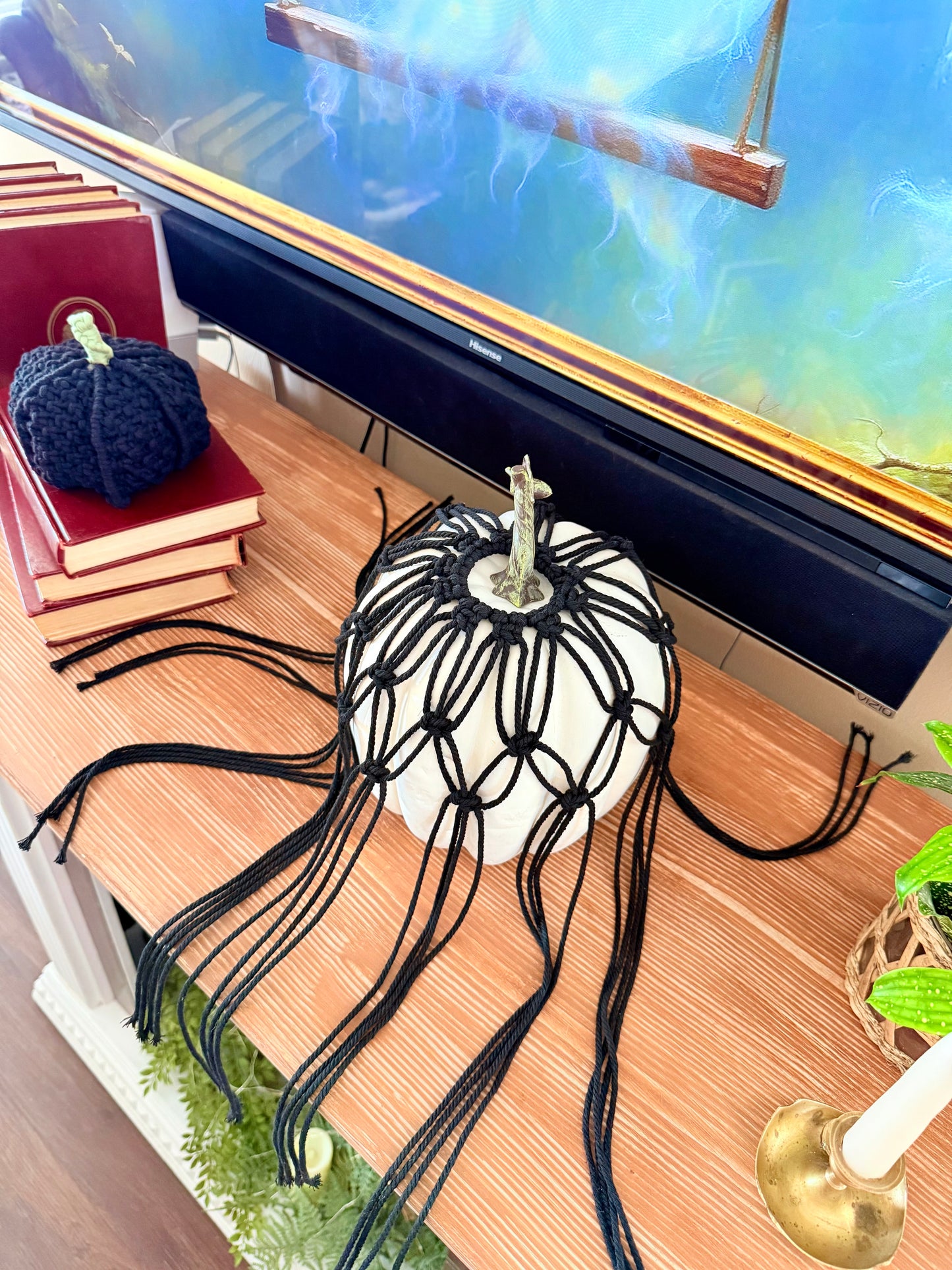 Macrame Spooky Pumpkin Cover