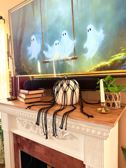 Macrame Spooky Pumpkin Cover