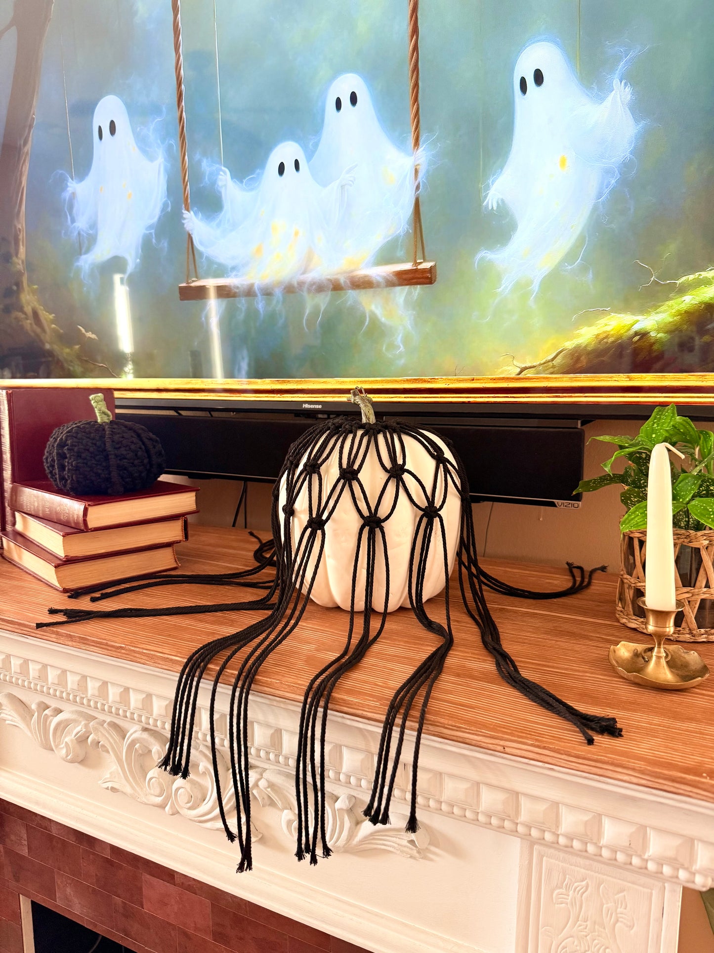 Macrame Spooky Pumpkin Cover