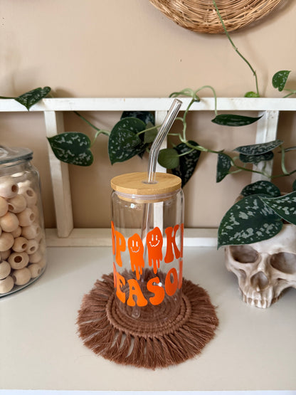 Spooky Season Melting Smiley Face Glass Cup