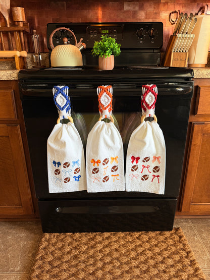 Coquette and Footballs Tea Towel and Towel Holder