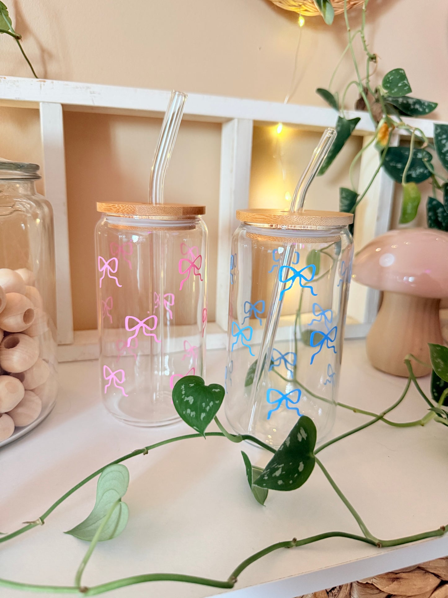 Spring Coquette Bows Glass Cup