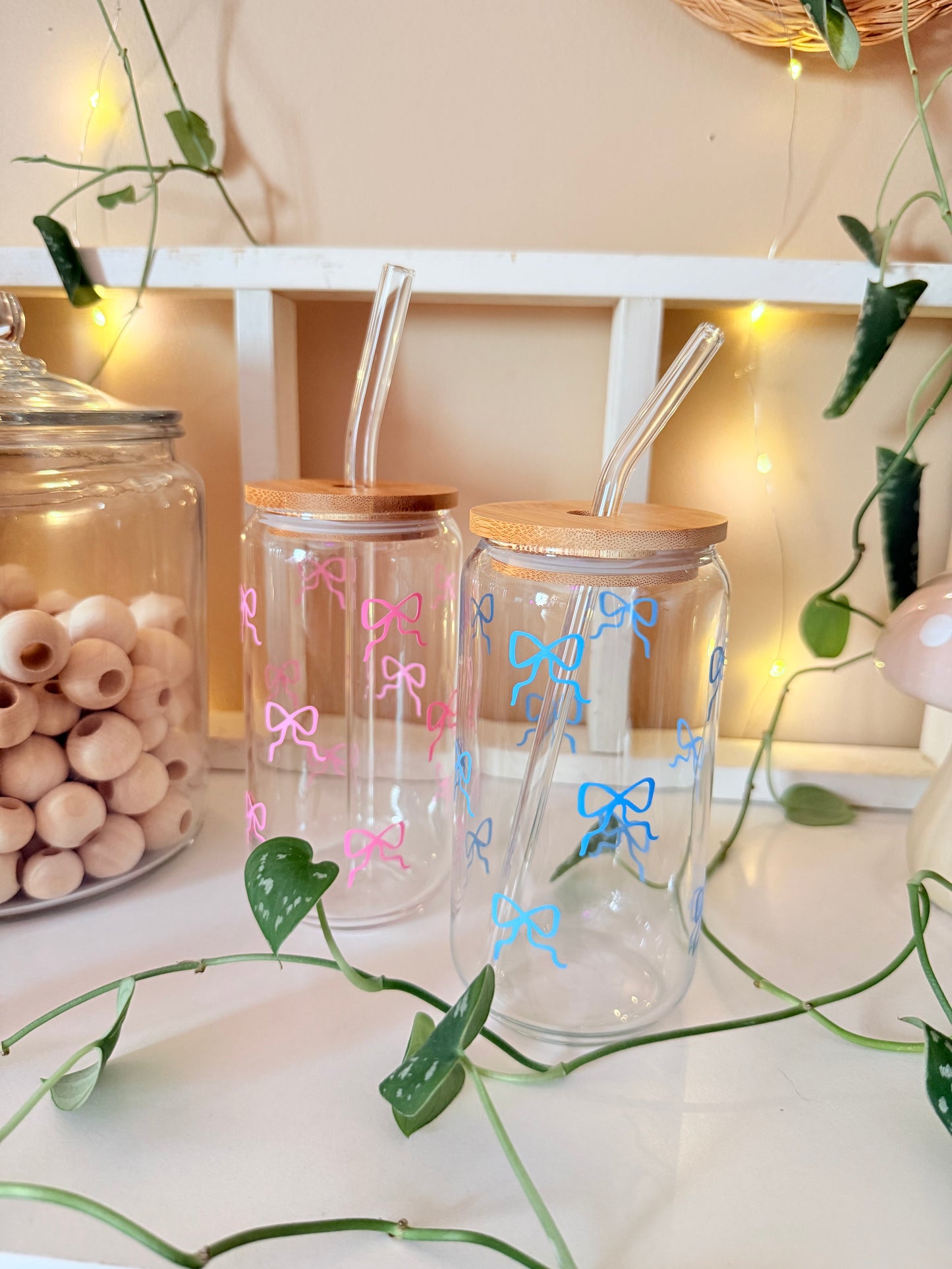 Spring Coquette Bows Glass Cup