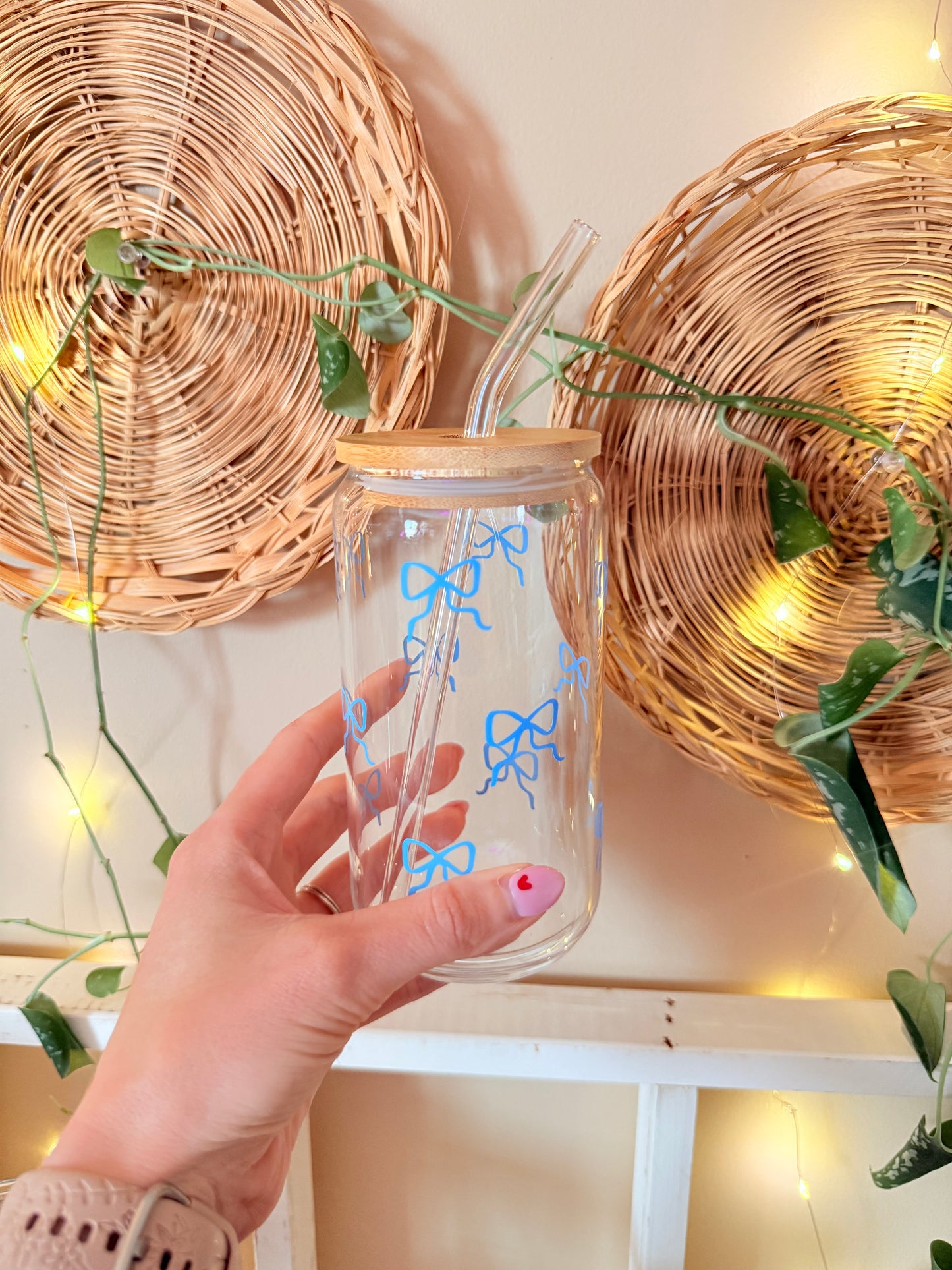 Spring Coquette Bows Glass Cup