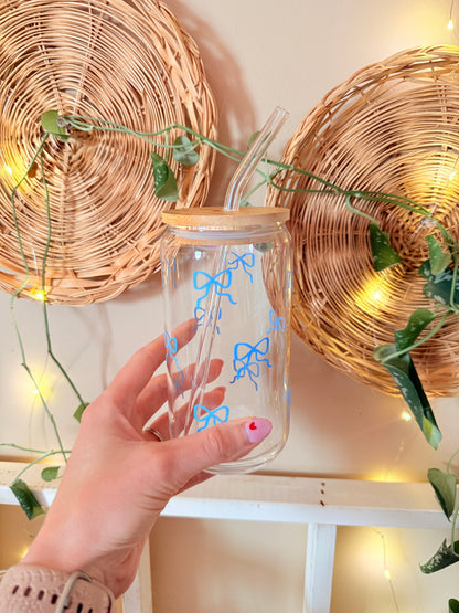 Spring Coquette Bows Glass Cup