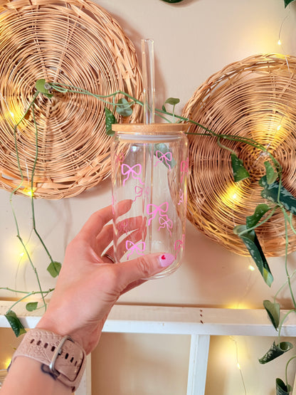 Spring Coquette Bows Glass Cup