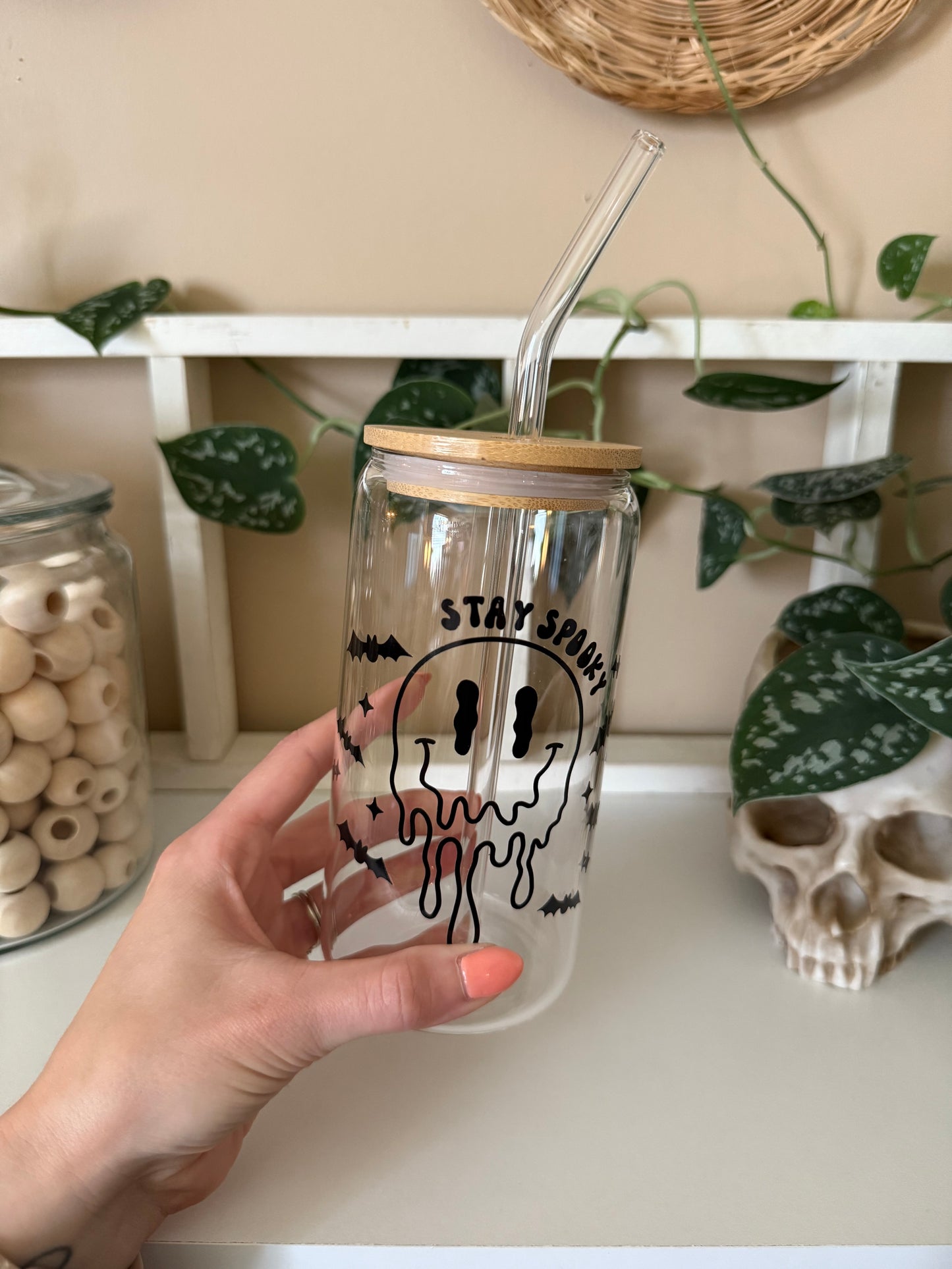 Stay Spooky Melting Smiley Glass Cup