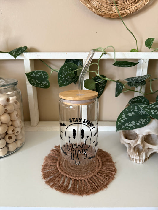 Stay Spooky Melting Smiley Glass Cup