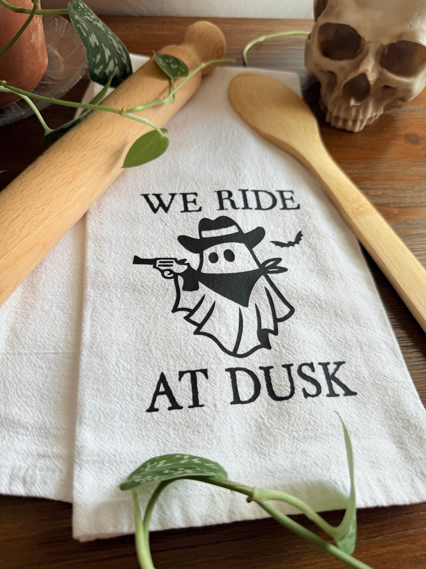 We Ride at Dusk Ghost Tea Towel