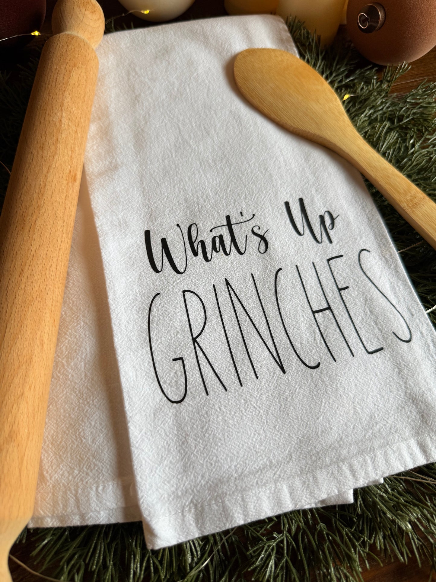 What's Up Grinches Tea Towel