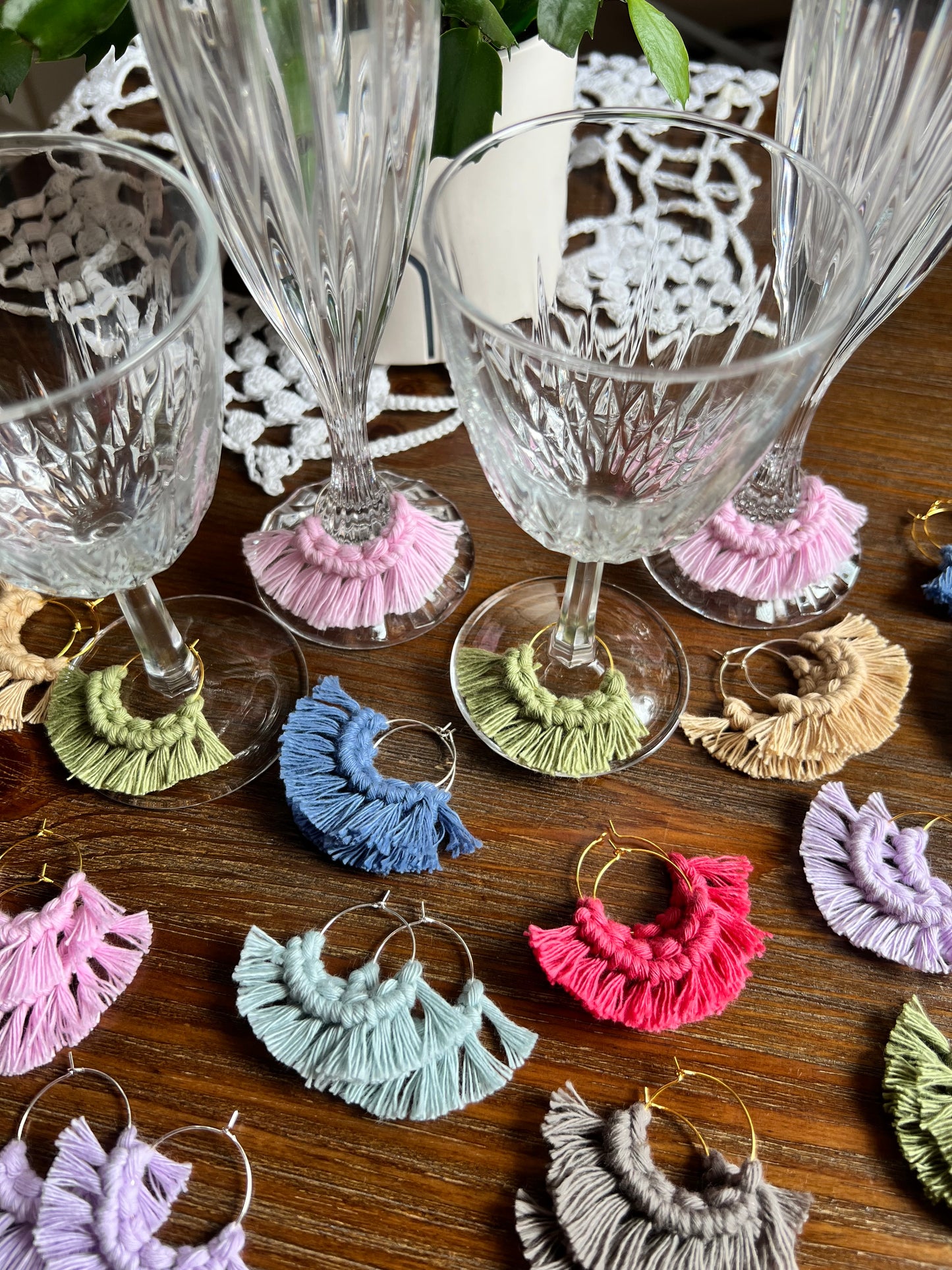 Macrame Wine Glass Charm Set of 2